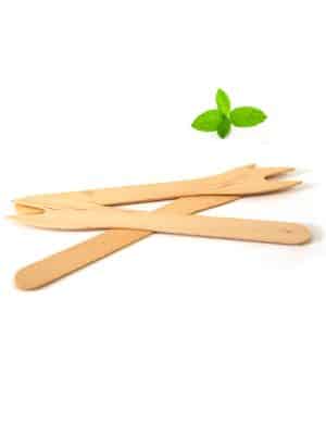 Disposable wooden chip fork Long