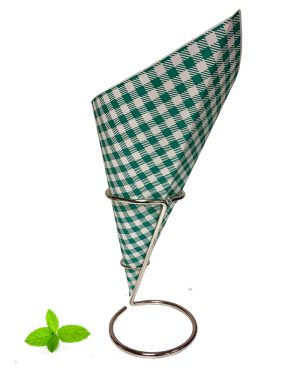 Paper Chip Cone <br> Green-White Checkered <br> 40 cones